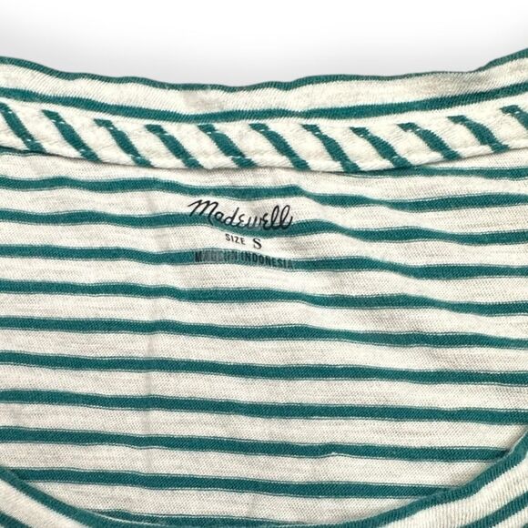 MADEWELL Women’s Green White Striped Whisper Cotton Pocket Tank Top Size Small - Picture 3 of 7